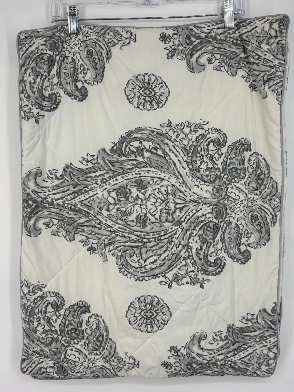 Pottery Barn Set of Two Standard Pillow Shams Imani Medallion Gray Reversible